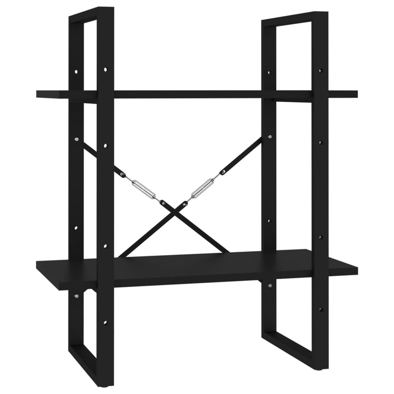 vidaXL 2-Tier Book Cabinet Black 60x30x70 cm Engineered Wood