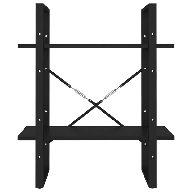 vidaXL 2-Tier Book Cabinet Black 60x30x70 cm Engineered Wood
