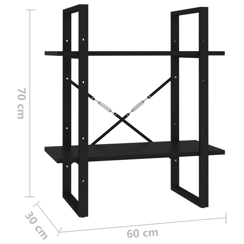 vidaXL 2-Tier Book Cabinet Black 60x30x70 cm Engineered Wood
