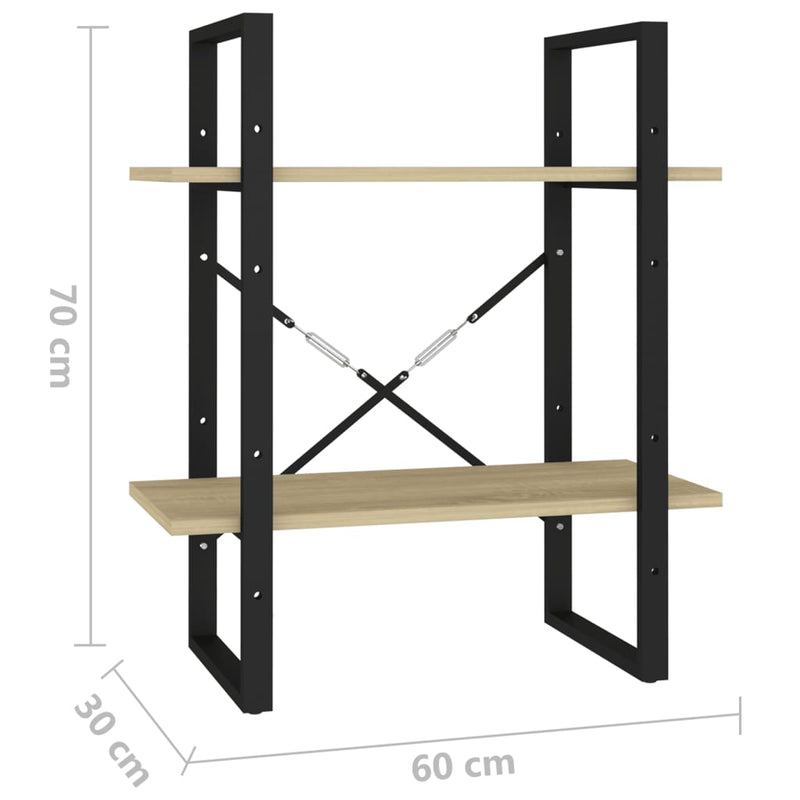vidaXL 2-Tier Book Cabinet Sonoma Oak 60x30x70 cm Engineered Wood
