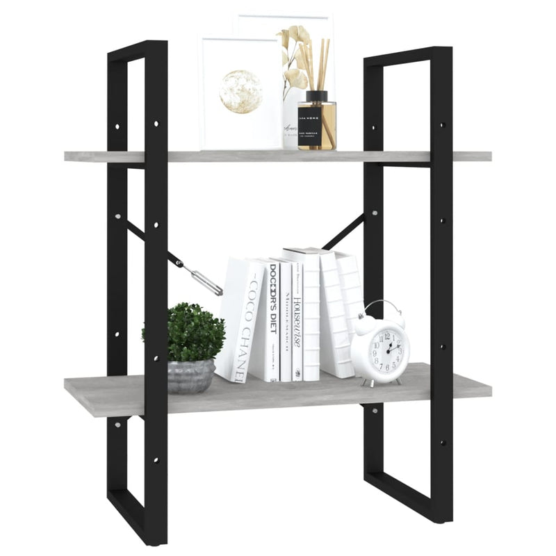 vidaXL 2-Tier Book Cabinet Concrete Grey 60x30x70 cm Engineered Wood