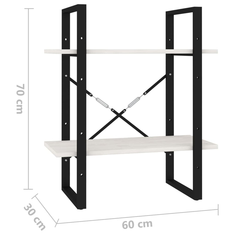 vidaXL 2-Tier Book Cabinet White 60x30x70 cm Solid Pine Wood