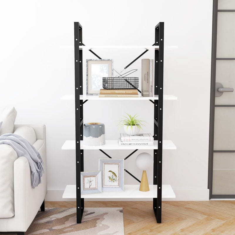 vidaXL 4-Tier Book Cabinet White 80x30x140 cm Engineered Wood