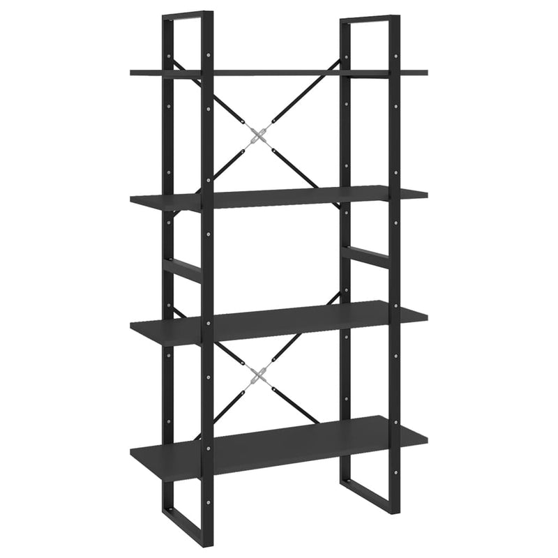 vidaXL 4-Tier Book Cabinet Grey 80x30x140 cm Engineered Wood