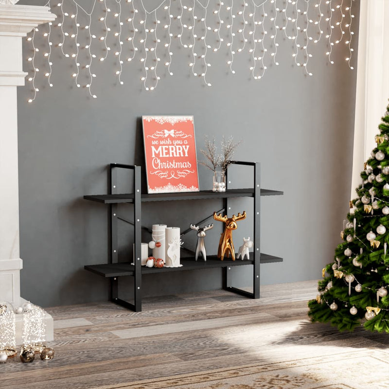 vidaXL 2-Tier Book Cabinet Grey 100x30x70 cm Engineered Wood