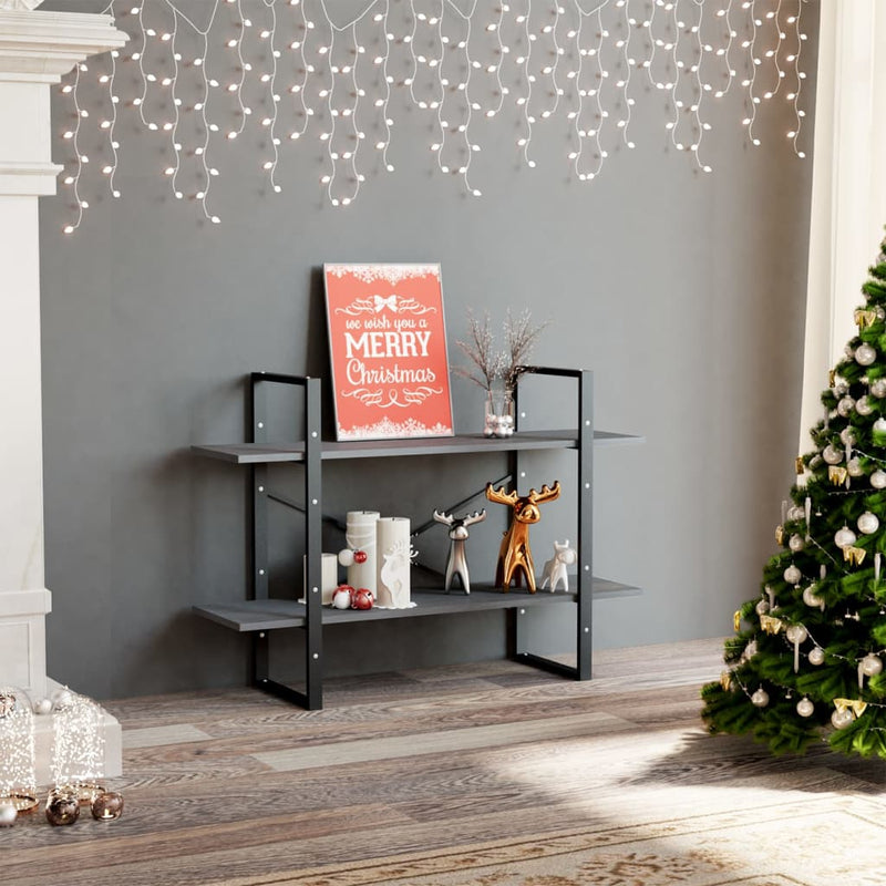 vidaXL 2-Tier Book Cabinet Grey 100x30x70 cm Solid Pine Wood