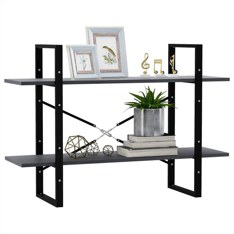 vidaXL 2-Tier Book Cabinet Grey 100x30x70 cm Solid Pine Wood