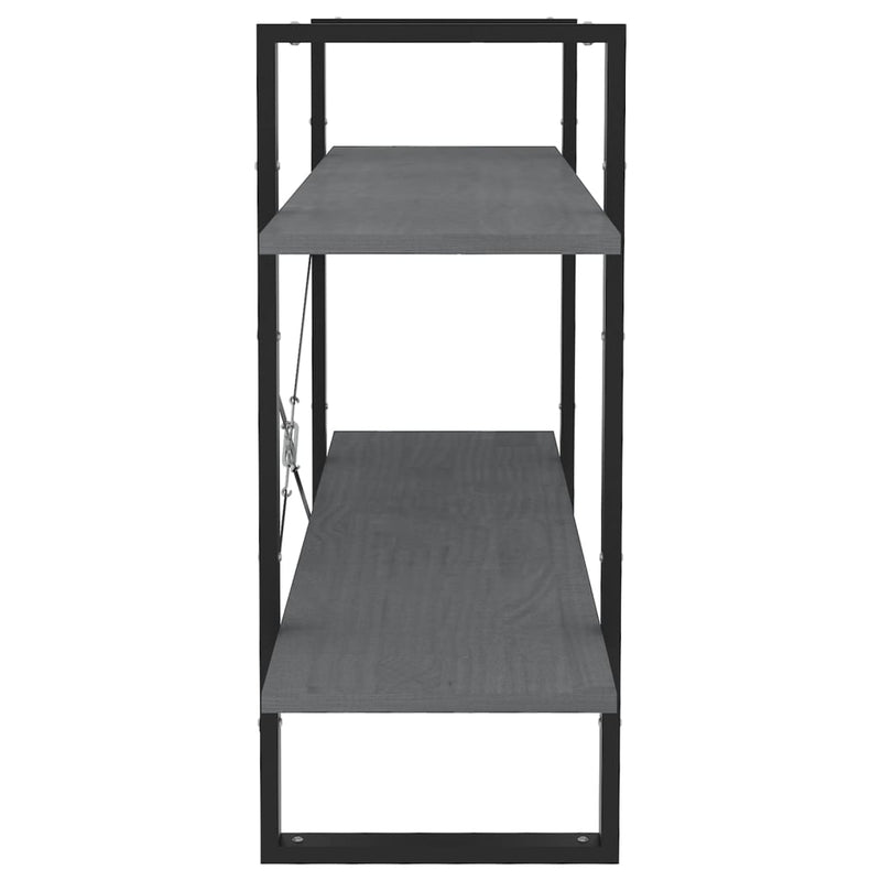 vidaXL 2-Tier Book Cabinet Grey 100x30x70 cm Solid Pine Wood