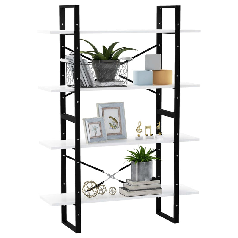 vidaXL 4-Tier Book Cabinet White 100x30x140 cm Engineered Wood