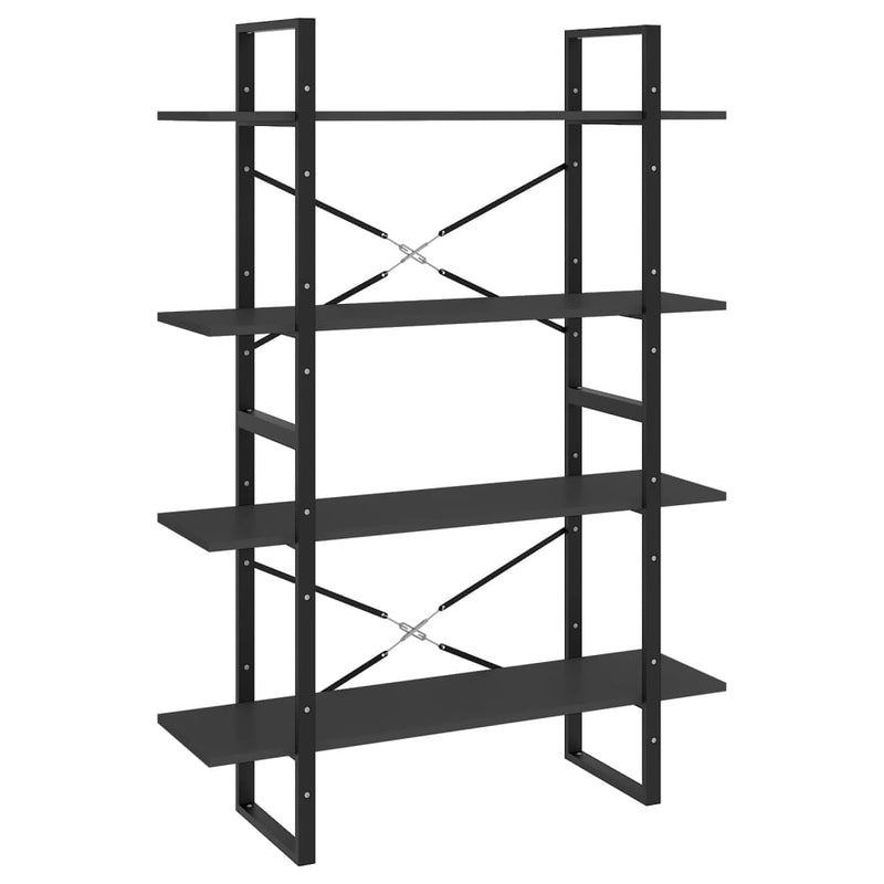 vidaXL 4-Tier Book Cabinet Grey 100x30x140 cm Engineered Wood