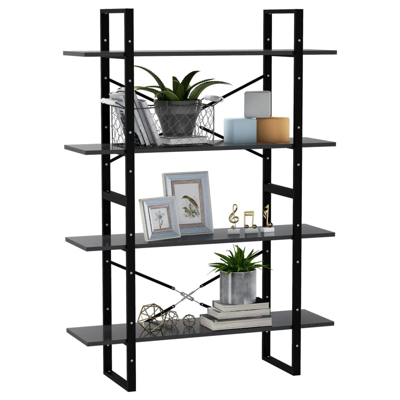 vidaXL 4-Tier Book Cabinet Grey 100x30x140 cm Engineered Wood