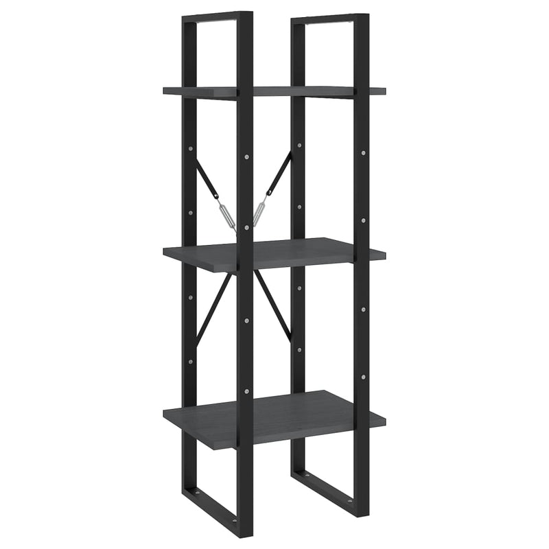 vidaXL 3-Tier Book Cabinet Grey 40x30x105 cm Solid Pinewood
