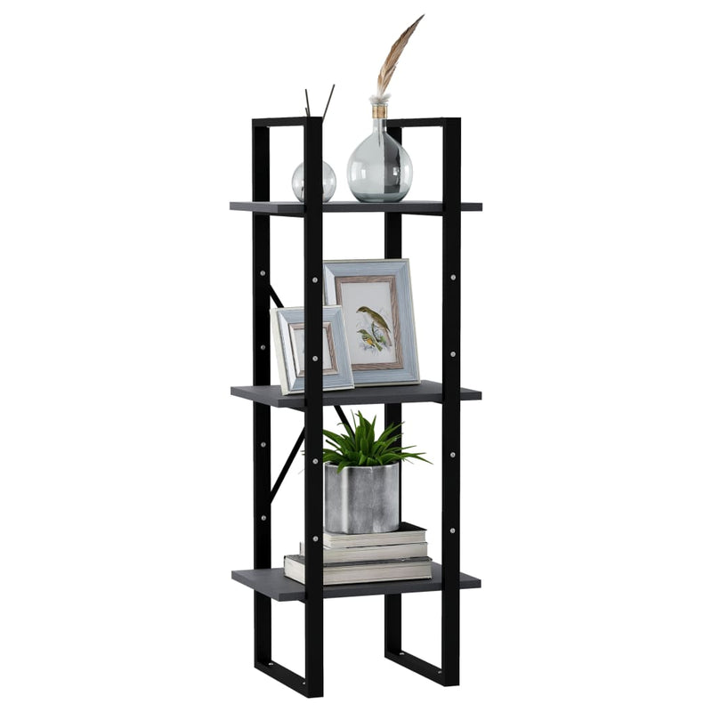 vidaXL 3-Tier Book Cabinet Grey 40x30x105 cm Solid Pinewood