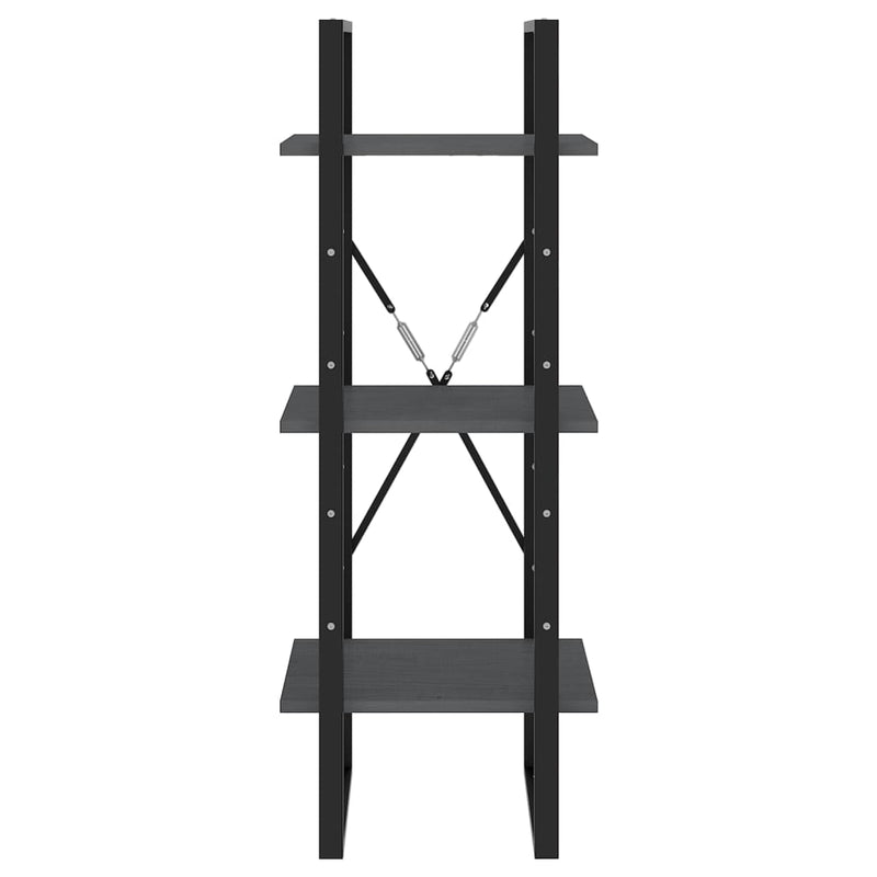 vidaXL 3-Tier Book Cabinet Grey 40x30x105 cm Solid Pinewood