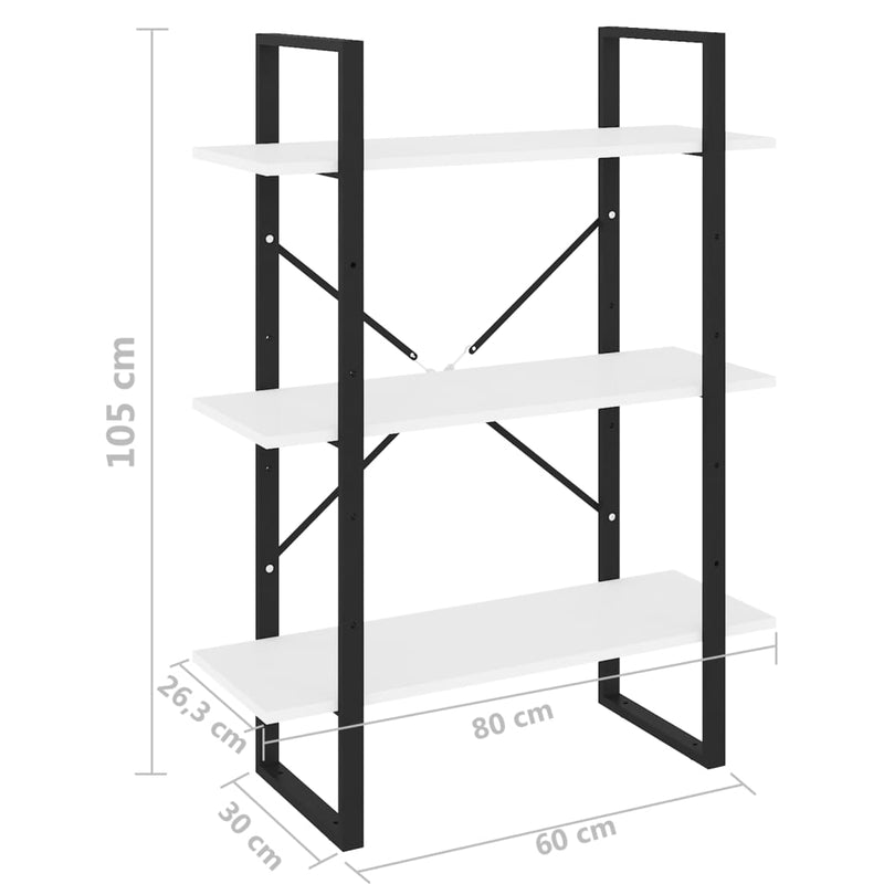 vidaXL Book Cabinet White 80x30x105 cm Engineered Wood