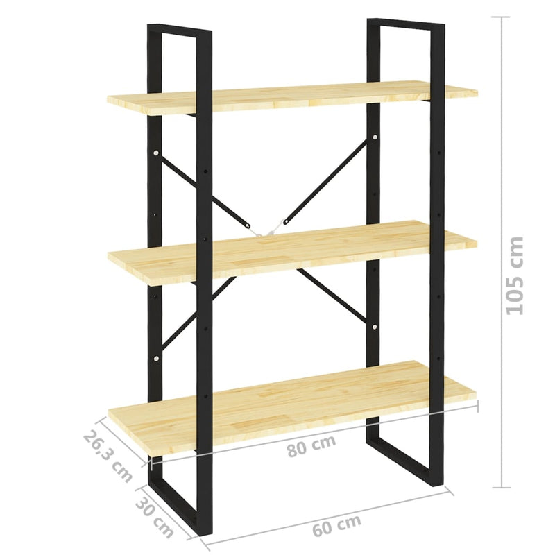 vidaXL 3-Tier Book Cabinet 80x30x105 cm Solid Pine Wood