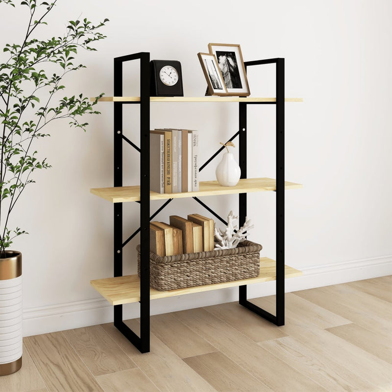 vidaXL 3-Tier Book Cabinet 80x30x105 cm Solid Pine Wood