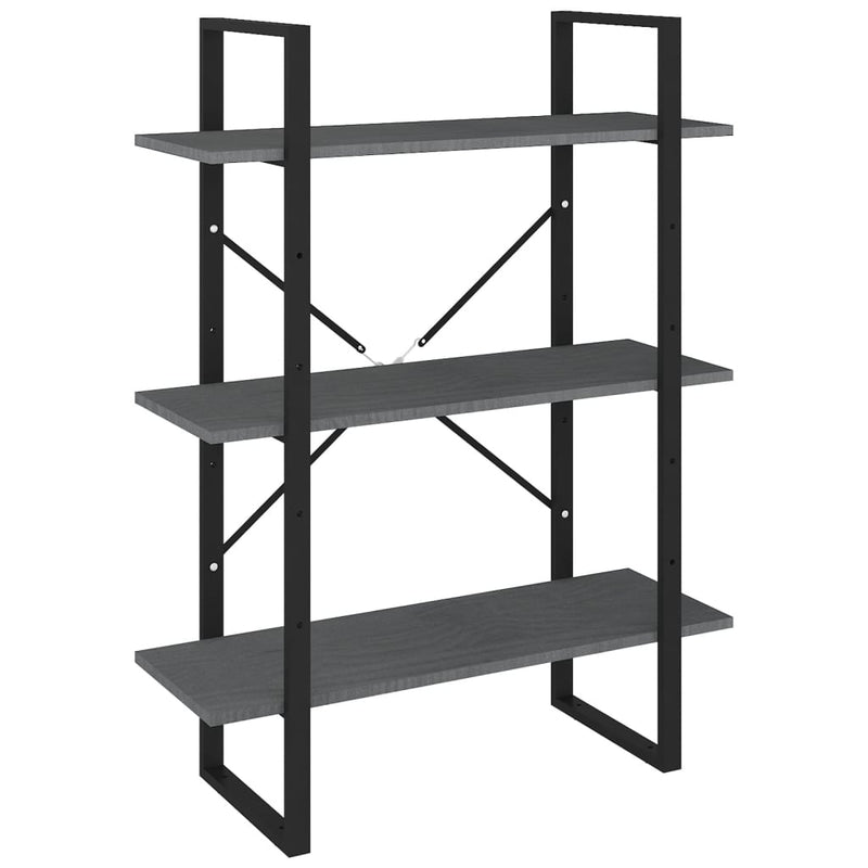 vidaXL 3-Tier Book Cabinet Grey 80x30x105 cm Solid Pine Wood