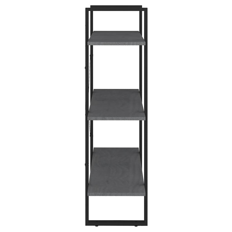 vidaXL 3-Tier Book Cabinet Grey 80x30x105 cm Solid Pine Wood