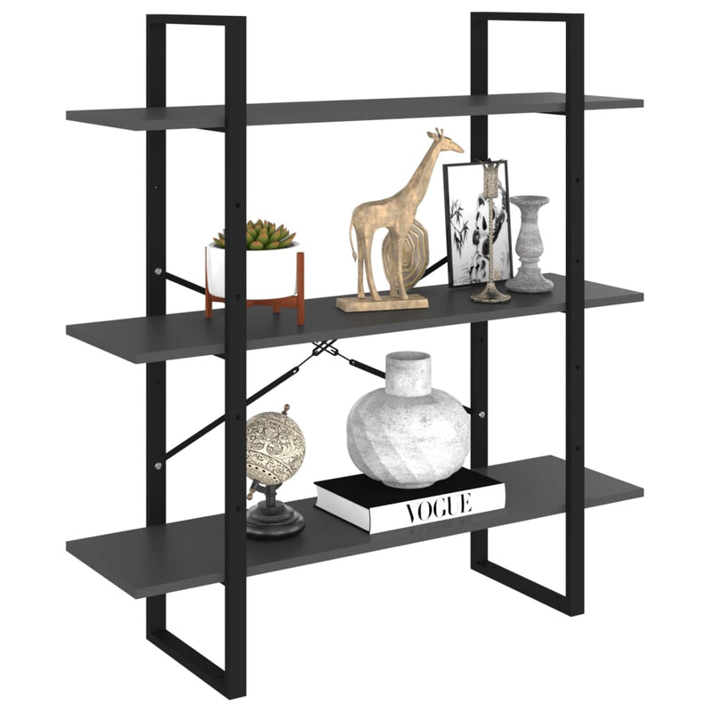 vidaXL Book Cabinet Grey 100x30x105 cm Engineered Wood