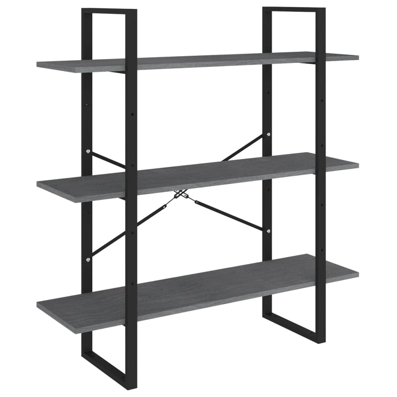 vidaXL 3-Tier Book Cabinet Grey 100x30x105 cm Solid Pine Wood