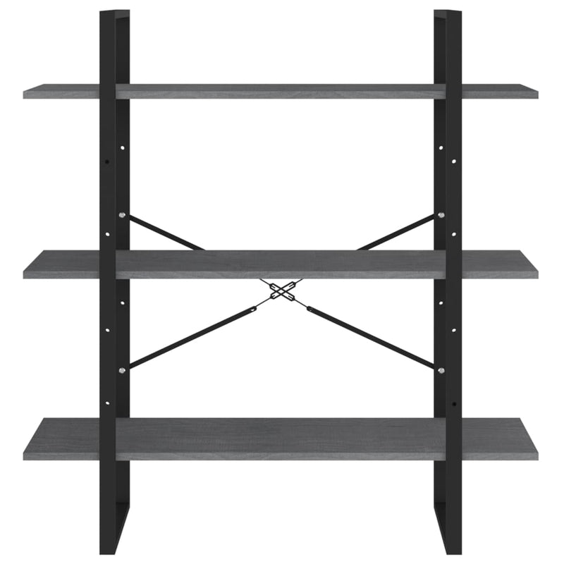 vidaXL 3-Tier Book Cabinet Grey 100x30x105 cm Solid Pine Wood