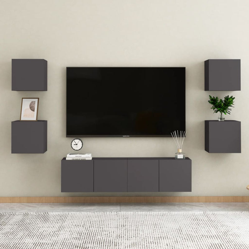 vidaXL Bedside Cabinets 2 pcs Grey 30.5x30x30 cm Engineered Wood