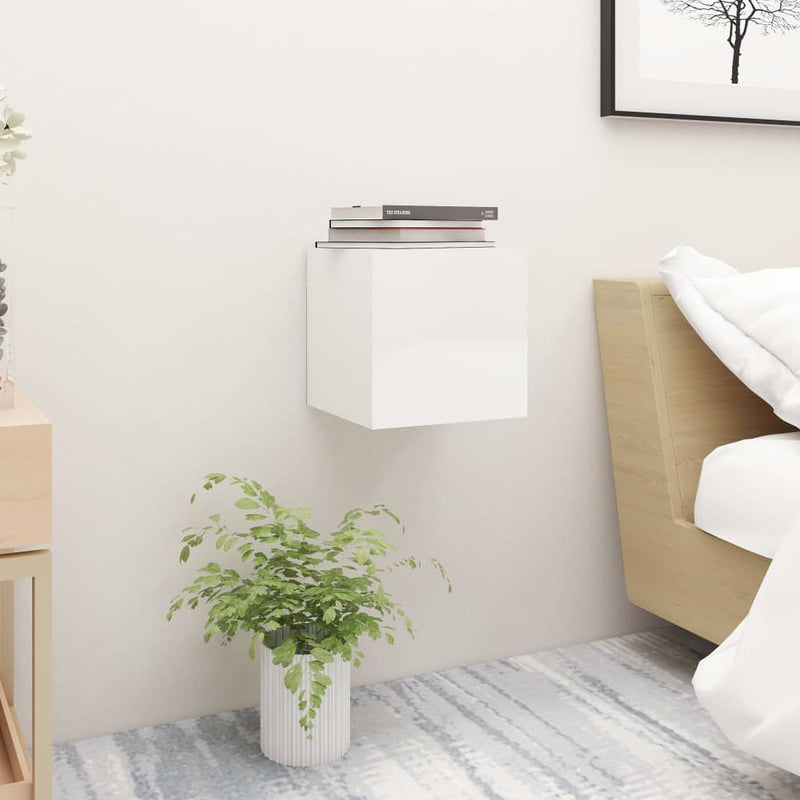 vidaXL Bedside Cabinet High Gloss White 30.5x30x30 cm Engineered Wood