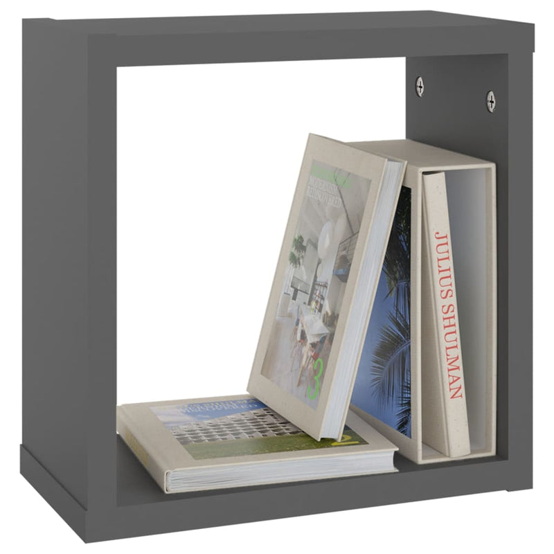 vidaXL Wall Cube Shelves 4 pcs Grey 30x15x30 cm
