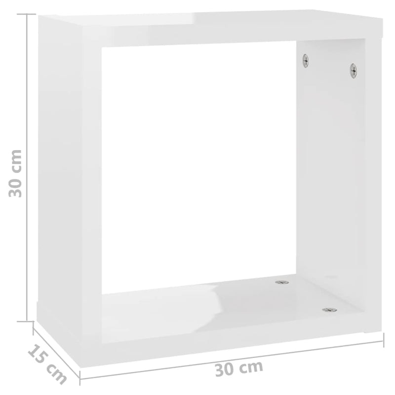 vidaXL Wall Cube Shelves 6 pcs High Gloss White 30x15x30 cm