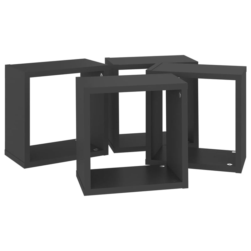 vidaXL Wall Cube Shelves 4 pcs Grey 26x15x26 cm