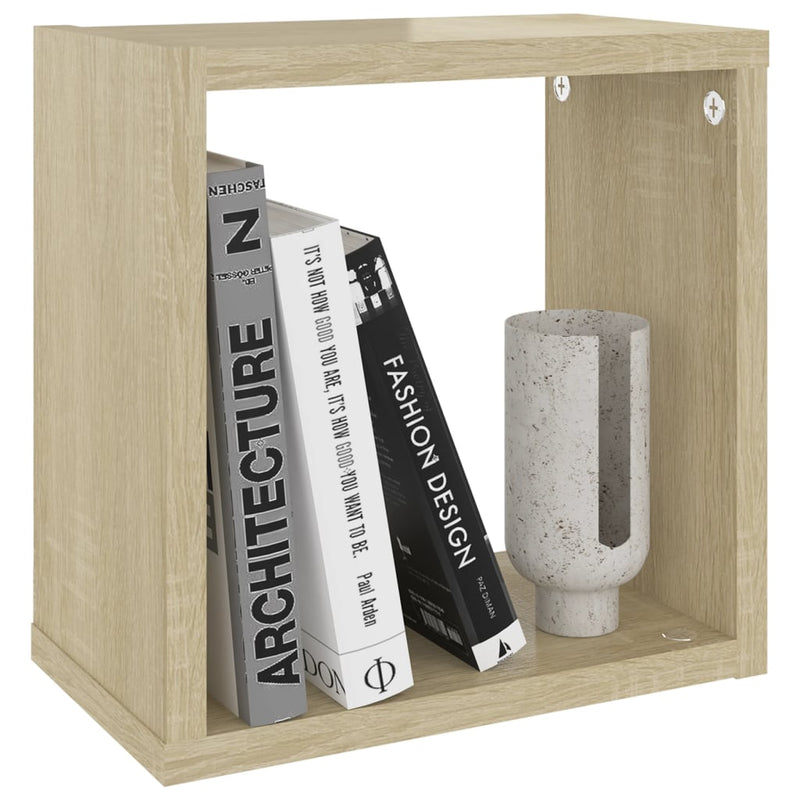 vidaXL Wall Cube Shelves 2 pcs White and Sonoma Oak 26x15x26 cm