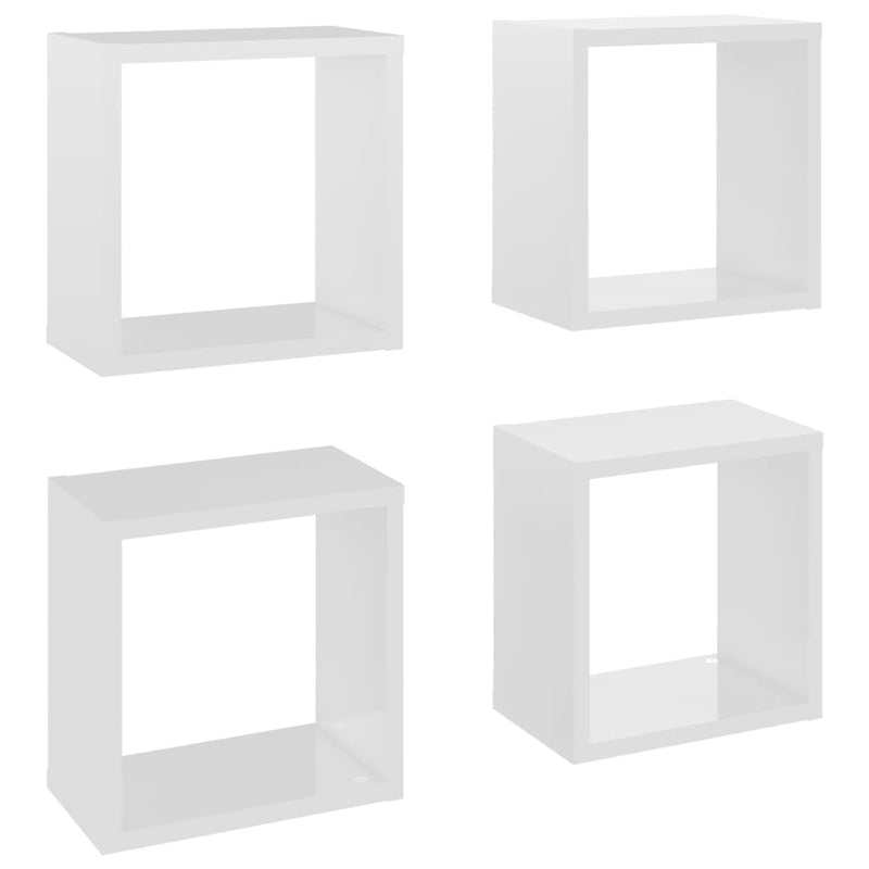 vidaXL Wall Cube Shelves 4 pcs High Gloss White 26x15x26 cm