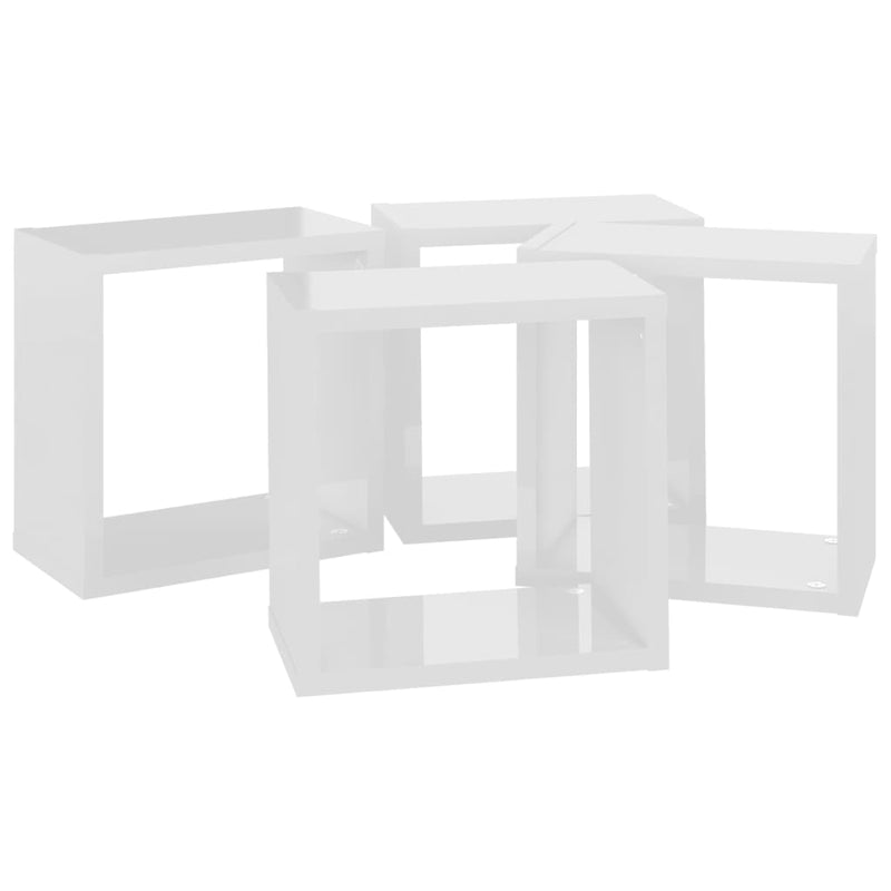 vidaXL Wall Cube Shelves 4 pcs High Gloss White 26x15x26 cm