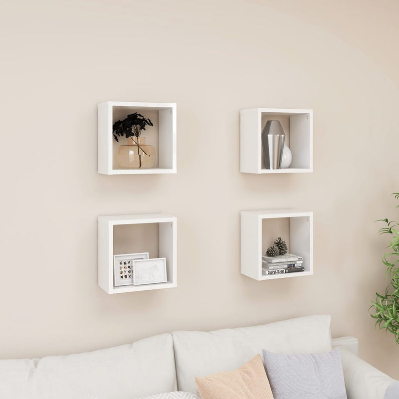 vidaXL Wall Cube Shelves 4 pcs High Gloss White 26x15x26 cm