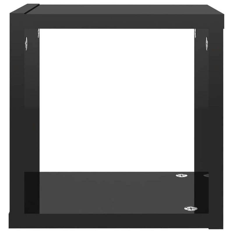 vidaXL Wall Cube Shelves 4 pcs High Gloss Black 22x15x22 cm