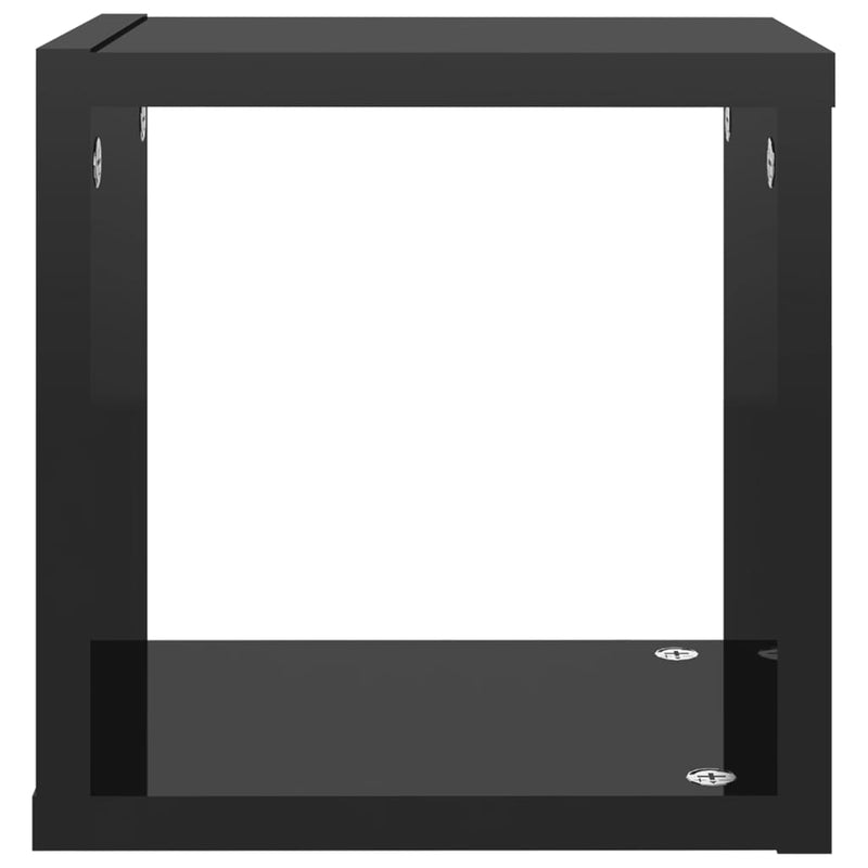 vidaXL Wall Cube Shelves 6 pcs High Gloss Black 22x15x22 cm