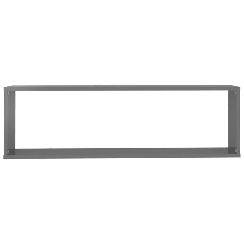 vidaXL Wall Cube Shelves 2 pcs High Gloss Grey 100x15x30 cm Engineered Wood