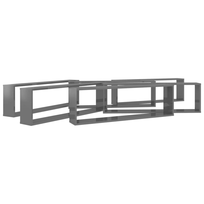 vidaXL Wall Cube Shelves 6 pcs High Gloss Grey 100x15x30 cm Engineered Wood