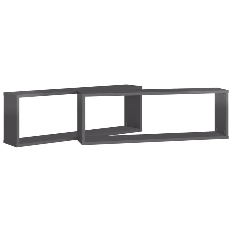 vidaXL Wall Cube Shelves 2 pcs High Gloss Grey 80x15x26.5 cm Engineered Wood