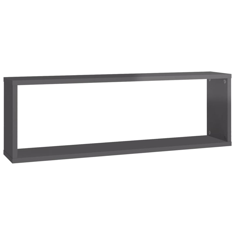vidaXL Wall Cube Shelves 2 pcs High Gloss Grey 80x15x26.5 cm Engineered Wood