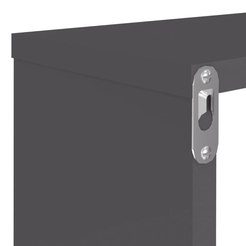 vidaXL Wall Cube Shelves 2 pcs High Gloss Grey 80x15x26.5 cm Engineered Wood