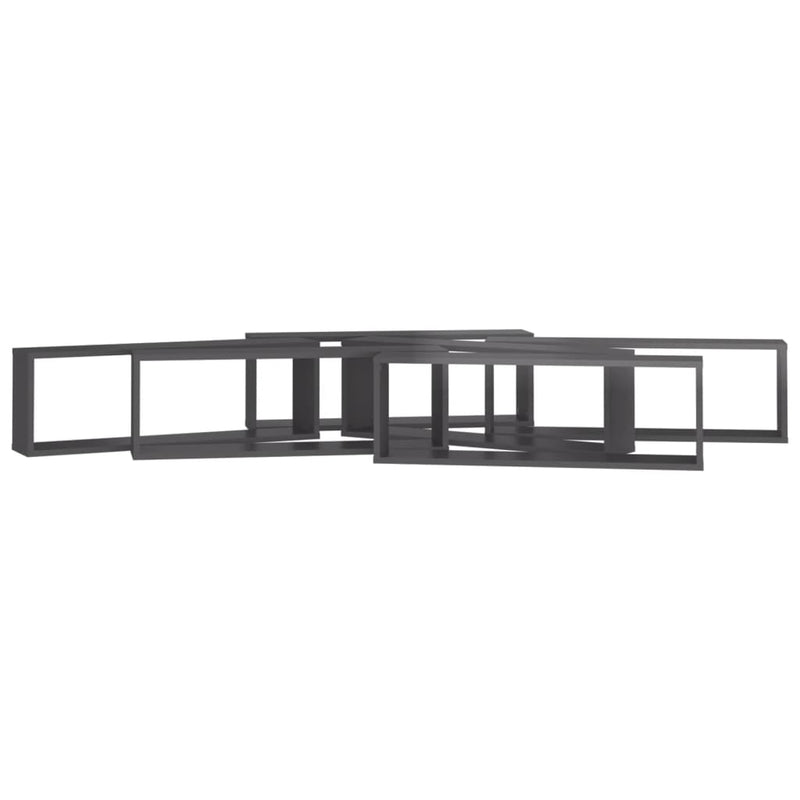 vidaXL Wall Cube Shelves 6 pcs High Gloss Grey 80x15x26.5 cm Engineered Wood