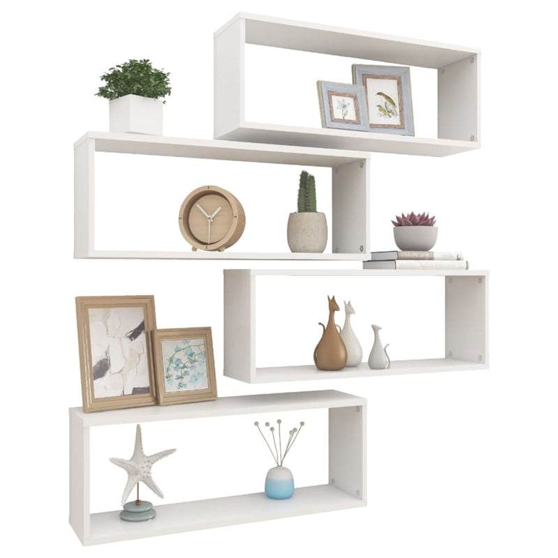 vidaXL Wall Cube Shelves 4 pcs White 60x15x23 cm Engineered Wood