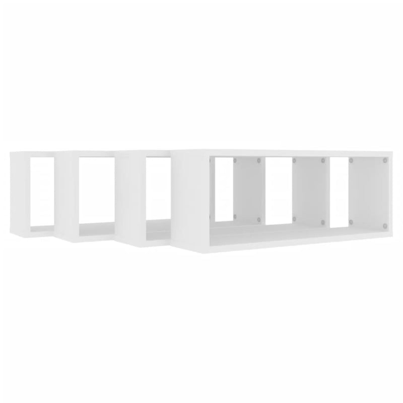 vidaXL Wall Cube Shelves 4 pcs White 60x15x23 cm Engineered Wood