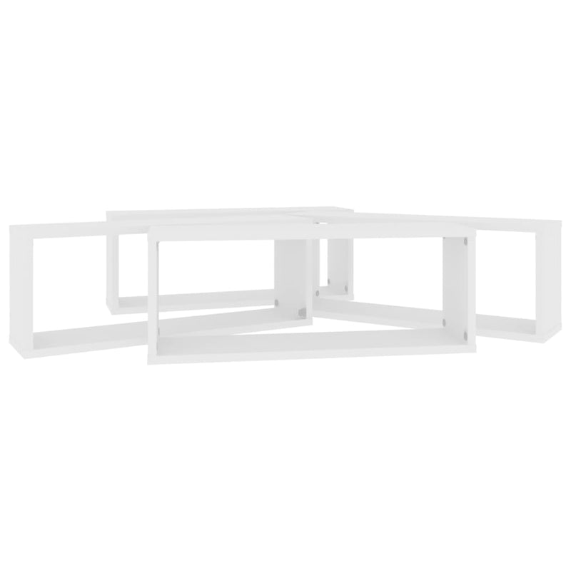 vidaXL Wall Cube Shelves 4 pcs White 60x15x23 cm Engineered Wood