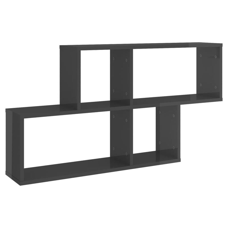 vidaXL Wall Shelf High Gloss Grey 100x18x53 cm Engineered Wood