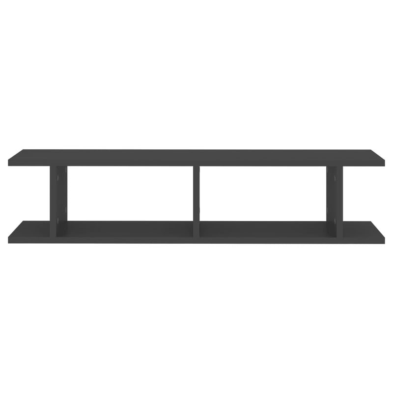 vidaXL Wall Shelves 2 pcs Grey 90x18x20 cm Engineered Wood