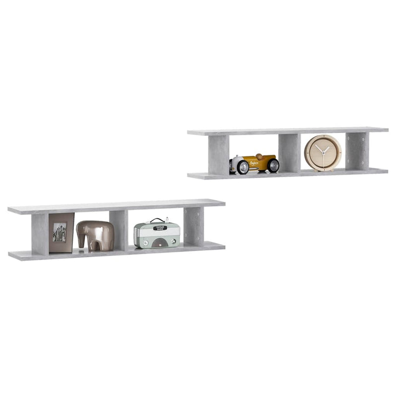 vidaXL Wall Shelves 2 pcs Concrete Grey 90x18x20 cm Engineered Wood