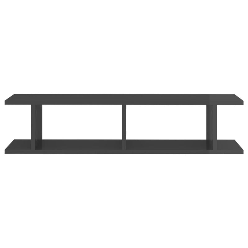 vidaXL Wall Shelves 2 pcs High Gloss Grey 90x18x20 cm Engineered Wood